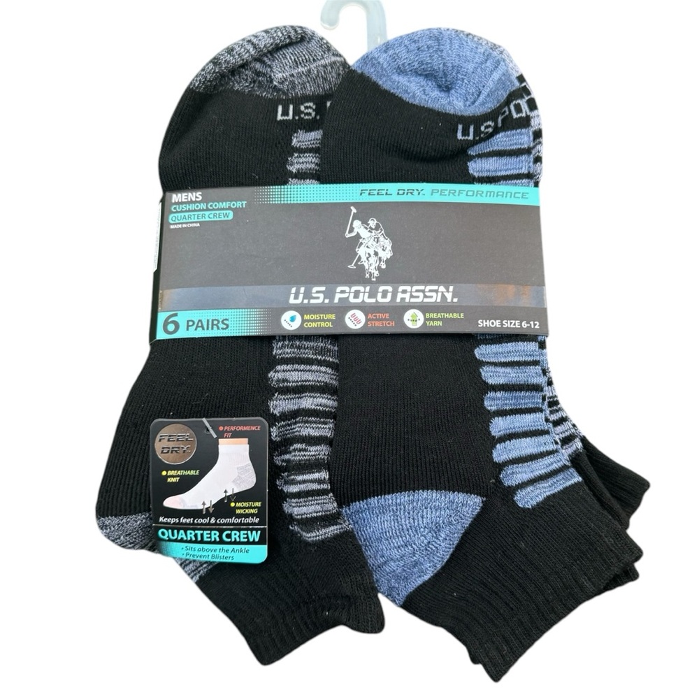 U.S. Polo Assn Men’s Sports Athletic Comfort Sock Pack Of 6
